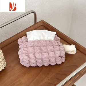 三维工匠ins韩国泡泡褶皱抽纸袋收纳纸巾袋纸巾盒可挂家用车载挂式抽纸盒 韩粉