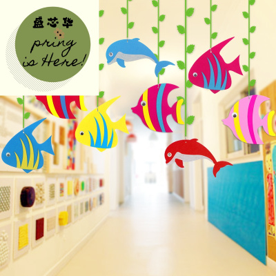 新款幼儿园吊饰套装挂饰走廊装饰吊饰空中挂饰幼儿园室内创意彩色吊饰惠恩HuiEn