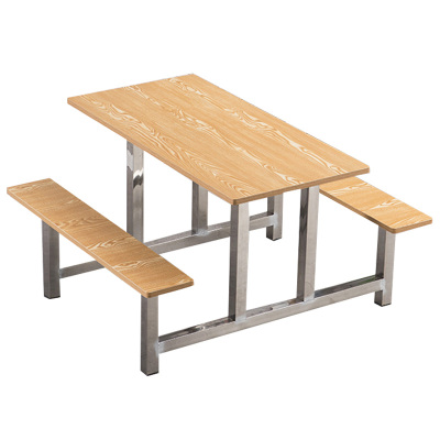 汉诺鑫威学校食堂不锈钢餐桌椅4人6人14人位工厂员工饭堂连体快餐桌椅组合4人位防火板