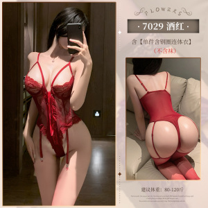 霏慕小胸聚拢显大钢圈半托绑带束腰连体衣性感情趣内衣蕾丝透视女式情趣睡衣透明床上衣服7029