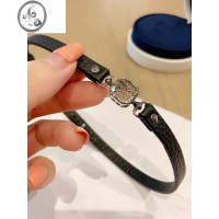 JiMi黑色皮绳颈带项链方块带钻复古质感甜酷风小众颈链独特手工项圈女