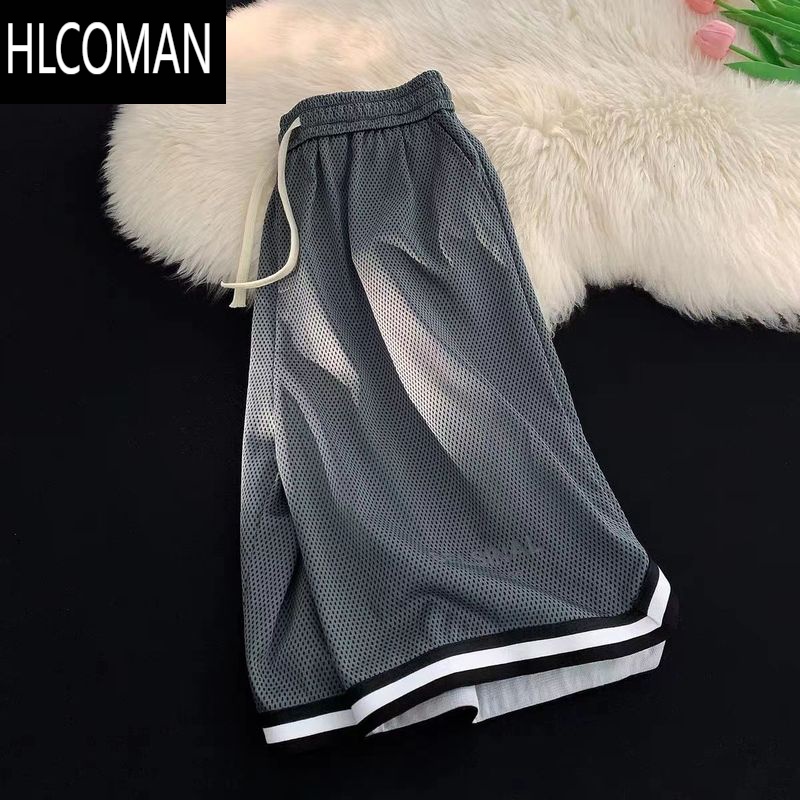 HLCOMAN夏季速干短裤男透气薄款美式健身五分大裤衩潮牌宽松网眼跑步裤子