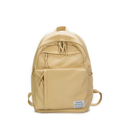 新款初中生书包女学生韩版校园原宿高中生帆布简约可爱森系双肩包耐用SN0192-定制卡其有防盗兜卡其有防盗兜