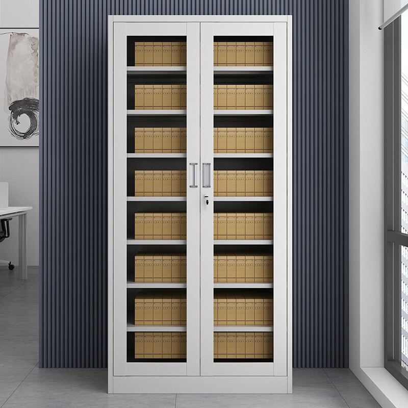 格具(GEJU)钢制文件柜财务凭证柜资料柜档案柜带锁铁皮柜子 通玻七板凭证柜