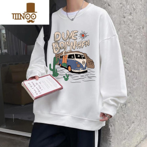 YANXU设计感vintage潮牌宽松长袖圆领卫衣男美式无帽打底衫t