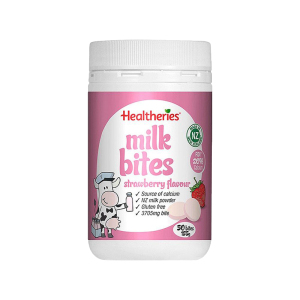 Healtheries 贺寿利 干吃高钙奶片咀嚼片 草莓味牛奶片 50片 1瓶 幼儿童零食补钙 澳洲