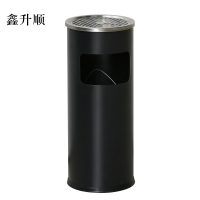 鑫升顺不锈钢垃圾桶烟蒂柱灭烟桶带烟灰缸室外电梯口立式丽格圆形黑色