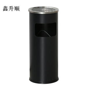 鑫升顺不锈钢垃圾桶烟蒂柱灭烟桶带烟灰缸室外电梯口立式丽格圆形黑色