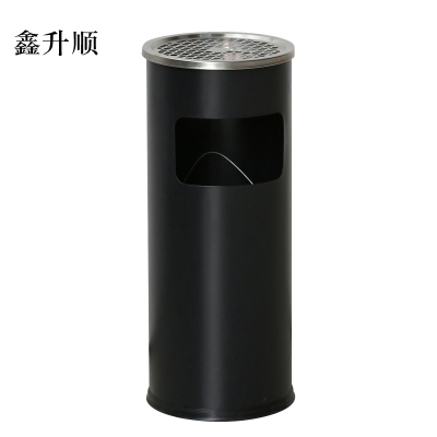 鑫升顺不锈钢垃圾桶烟蒂柱灭烟桶带烟灰缸室外电梯口立式丽格圆形黑色