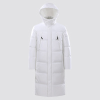 户外男装冬季新款白鸭绒羽绒服男女同款过膝加厚保暖纯色连帽外套