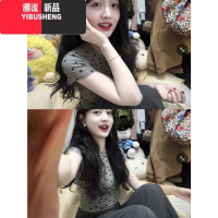 YIBUSHENG美式辣妹星星正肩灰色圆领短袖t恤女季设计感小众修身短款上衣