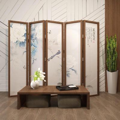 BONJEAN新中式实木屏风隔断客厅卧室办公室餐厅玄关遮挡家用折叠移动折屏