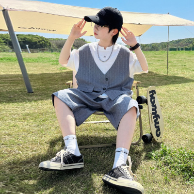 男童套装夏季2026新款儿童夏装中大童休闲衣服短袖帅气时髦男孩潮