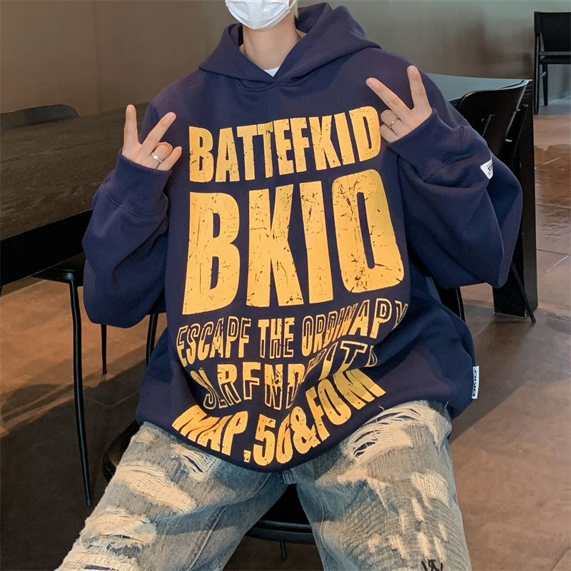 美式潮牌卫衣男春秋季新款高街百搭宽松情侣外套复古休闲痞帅男装