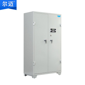 尔迈 电子保密柜钢制办公资料档案柜保密文件柜双保险加厚铁皮柜 灰白色 1.8米