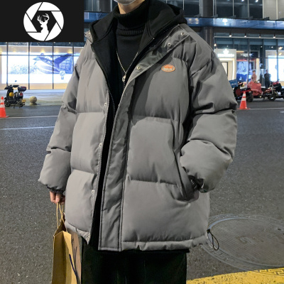 HongZun冬季假两件棉服外套男潮牌新款2020网红羽绒棉袄炸街潮流棉衣港风棉衣