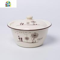 加厚搪瓷碗 带盖汤碗 怀旧搪瓷洗手盆 经典老式猪油盆 FENGHOU 20cm蒲公英洗手碗TW158带盖