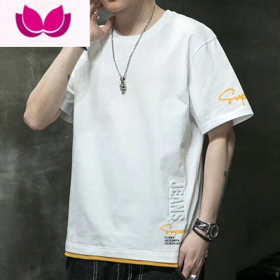 七斓假短袖t恤男士夏季冰丝上衣服凉感透气ins潮牌宽松休闲体恤衫