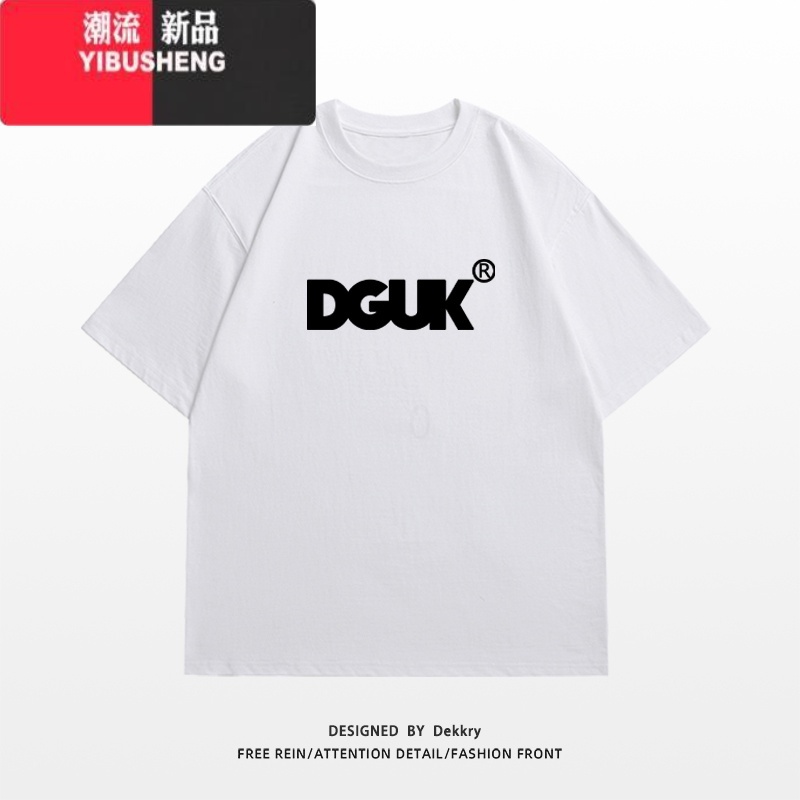 YIBUSHENGhiphop美式复古设计感字母印花短袖T恤女宽松百搭情侣上衣ins