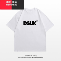 YIBUSHENGhiphop美式复古设计感字母印花短袖T恤女宽松百搭情侣上衣ins