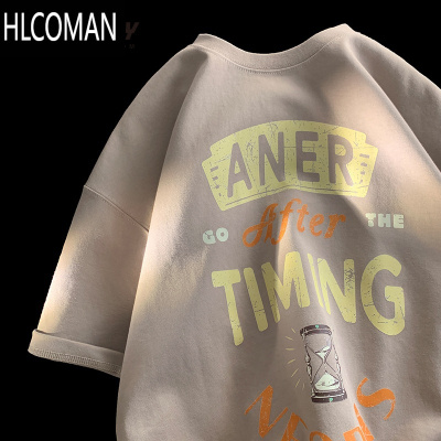 HLCOMAN复古短袖男夏季美式半袖220goversize潮牌高克重t恤衣服