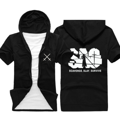 珂卡慕(KEKAMU)刀剑神域序列之争短袖连帽卫衣桐人动漫周边夏季开衫外套黑色01S(85-100斤)