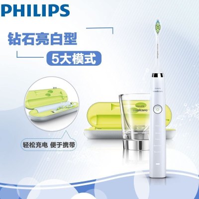 飞利浦(Philips)钻石亮白型声波震动成人电动牙刷HX9332/04充电式陶瓷白