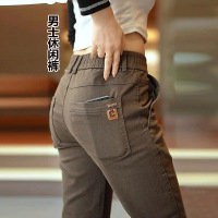 加绒休闲裤男新款秋冬弹力修身直筒松紧腰百搭商务潮流长裤子