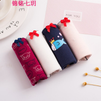 锦铭七玥卡通少女内裤 女棉低腰内裤 全棉蝴蝶结性感三角裤大码棉质面料