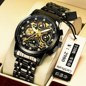 2022瑞之缘镂空手表男士钢带高档石英夜光防水潮流非机械跨境商务腕表