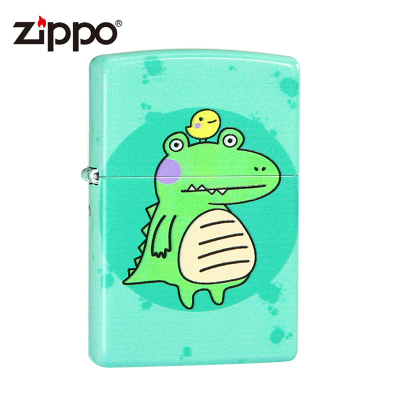 正品ZIPPO防风仔鳄煤油打火机哑漆彩印卡通鸡芝宝定制刻字zip个性