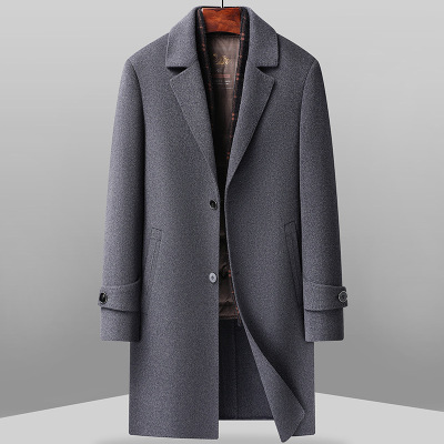 双面呢羊毛大衣拆卸羽绒内胆冬季新款爸爸装男士外套长款两件套潮