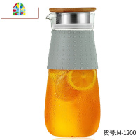 冷水壶玻璃耐热高温防爆家用透明大容量果汁扎壶凉水瓶套装 FENGHOU 单壶1200ml(加厚)凉水壶