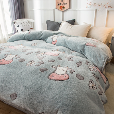 冬季珊瑚绒床单单件加厚水晶绒牛奶绒法兰绒加绒面被单人学生宿舍