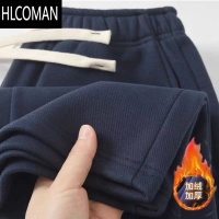 HLCOMAN420g藏蓝色加绒卫裤男摇粒绒直筒休闲运动裤子加厚男裤款