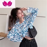 七斓2023夏季新款罩衫上衣辣妹女装网纱冰丝薄款长袖宽松正肩t恤