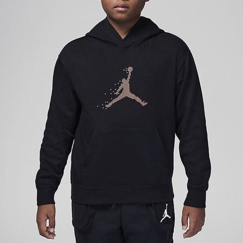 NIKE耐克连帽卫衣JORDAN加绒保暖针织大童套头衫FV5653-010 D