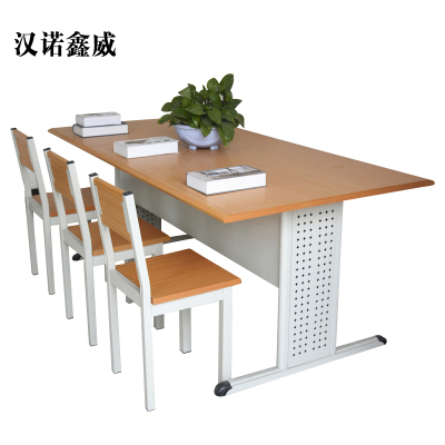 汉诺鑫威学校图书馆阅览室桌椅书店会议室培训阅读桌钢木学生桌学生椅[工厂现做 7天内发货]