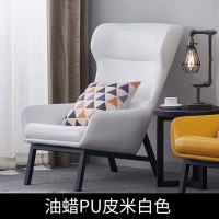 北欧老虎椅单人沙发椅阳台休闲椅卧室单椅真皮轻奢蜗牛美式高背椅