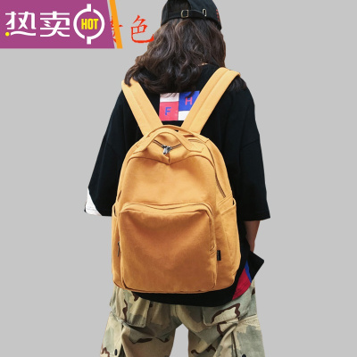 NEWLAKE新款文艺青年褶皱风韩版双肩包女时尚书包休闲帆布旅行学院风背包书包学生