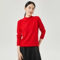 恒源祥羊毛衫男纯羊毛加厚冬季本命年大红色毛衣女打底情侣装