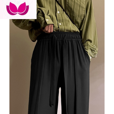 七斓那不勒斯黑色西裤男垂坠感高级感oversize裤子设计直筒宽松休闲裤