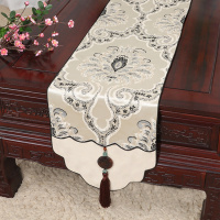 新中式古典玉桌旗茶几长条布艺中国风桌布床柜旗电视柜盖布 如意 34*300适合桌长240-250CM
