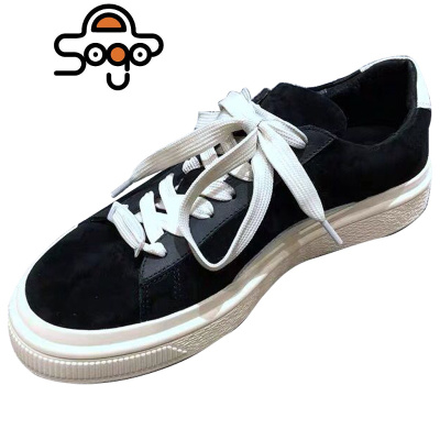 七色王国欧洲站皮女鞋2020春季欧货圆头平底板鞋系带时尚百搭运动休闲鞋休闲鞋