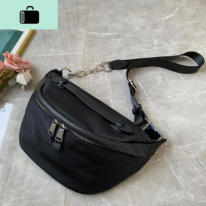 2020新款包包时尚皮配牛津布胸包女休闲百搭腰包斜挎胸包女包潮NEW LAKE 黑色女斜挎包 黑色
