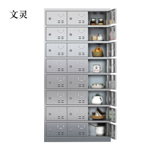 文灵304不锈钢食堂带锁餐具柜24门碗柜钥匙锁1800*900*350