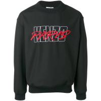 高田贤三(Kenzo)黑色圆领LOGO印花罗纹拼接连帽运动卫衣男