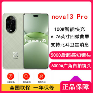 [全新]华为nova13 Pro 洛登绿 256GB 100W快充 北斗卫星图片消息 IP65防尘防水 双扬声器 鸿蒙智能微曲屏手机
