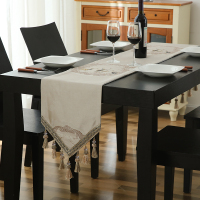 家柏饰(CORATED)欧式桌旗布艺餐桌装饰布美式电视柜斗柜鞋柜桌布茶几流苏长条 逐鹿中原-米 桌旗32*200cm