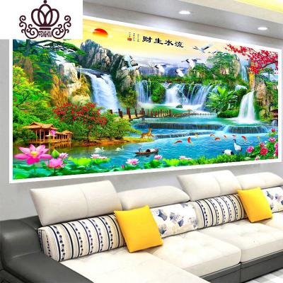 封后(FENGHOU)迎客松十字绣2019新款线绣客厅2020自己绣手工山水风景画印花-满绣丝线-190X80厘米-